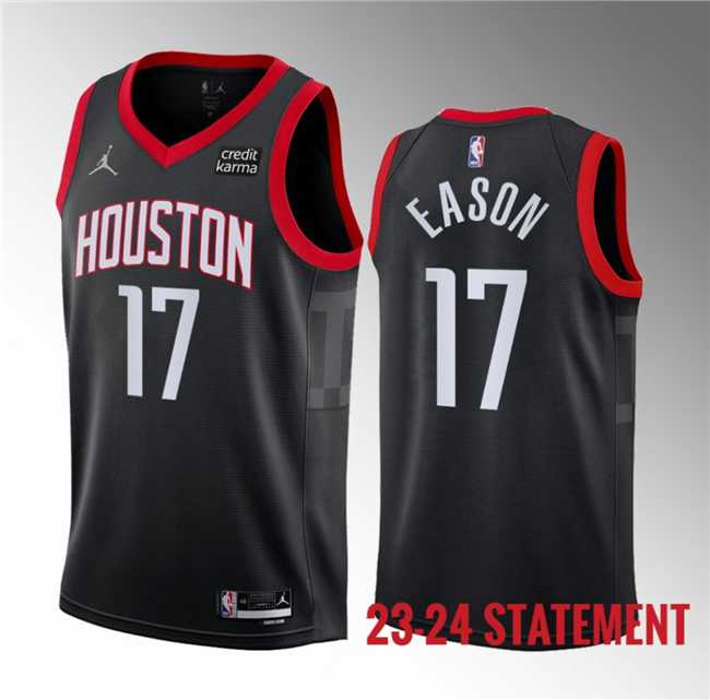 Men's Houston Rockets #17 Tari Eason Black 2023 Statement Edition Stitched Basketball Jersey Dzhi